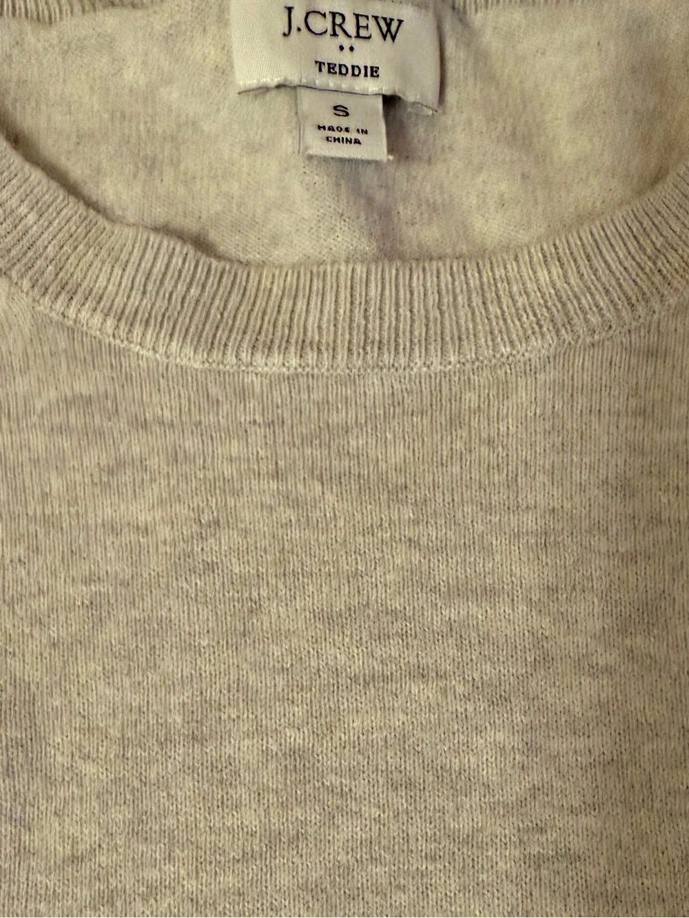 J. Crew Light Gray Crewneck Sweater with White Floral Appliqués